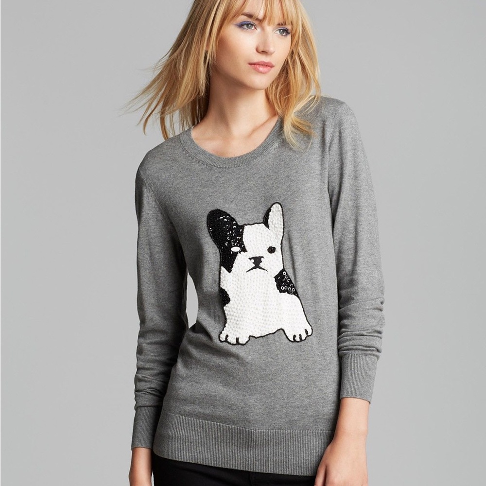 French Connection Sequin French Bulldog Sweater
